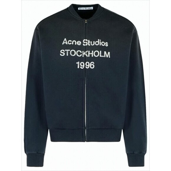 Acne Studios Boxy Cropped Long-Sleeve Sweatshirt With Bold Embroidery - NWT